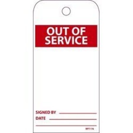 NMC TAGS, OUT OF SERVICE, 25PK,  RPT176AST